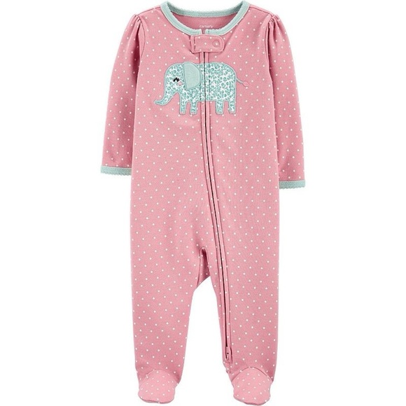 Baby Girl Carter's Elephant 2-Way Zip Sleep & Play Size 9 months - Picture 1 of 6